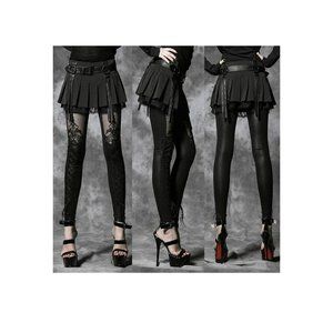 Punk Rave Gothic Embossed Dimensional Spliced Floral Pattern Trousers Leggings
